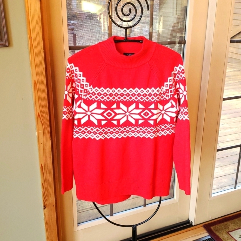 Talbots Mockneck Bicolor Fair Isle‎ Long Sleeve Sz. PS Sweater NWT